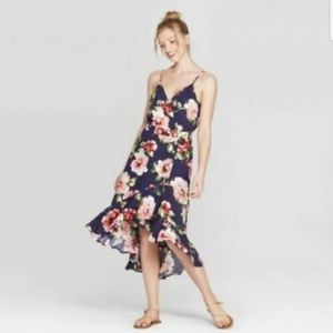Floral Wrap Midi Dress